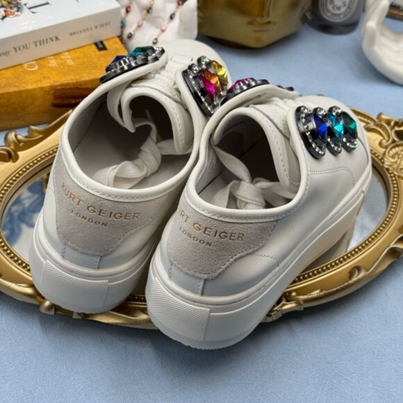 🆕 KURT GEIGER LONDON 🧿 NWOB Laney Octavia Sneaker, White Leather, Sz 36 US 6 - Picture 11 of 16
